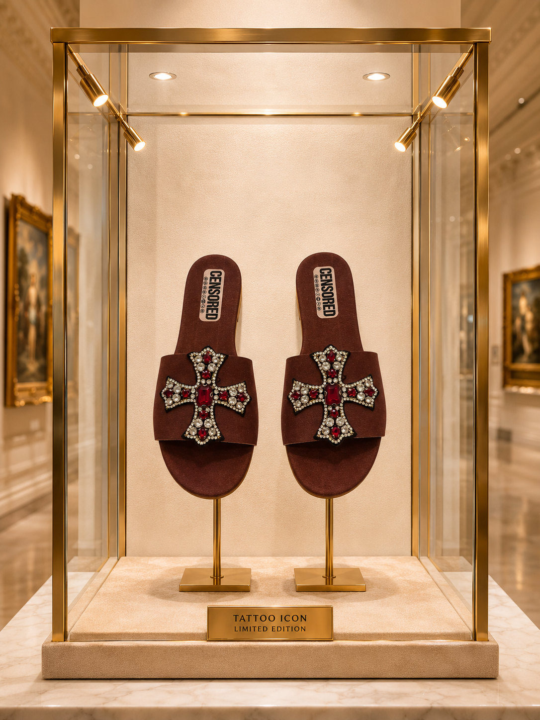 Sandalo Jeweled Cross Brown