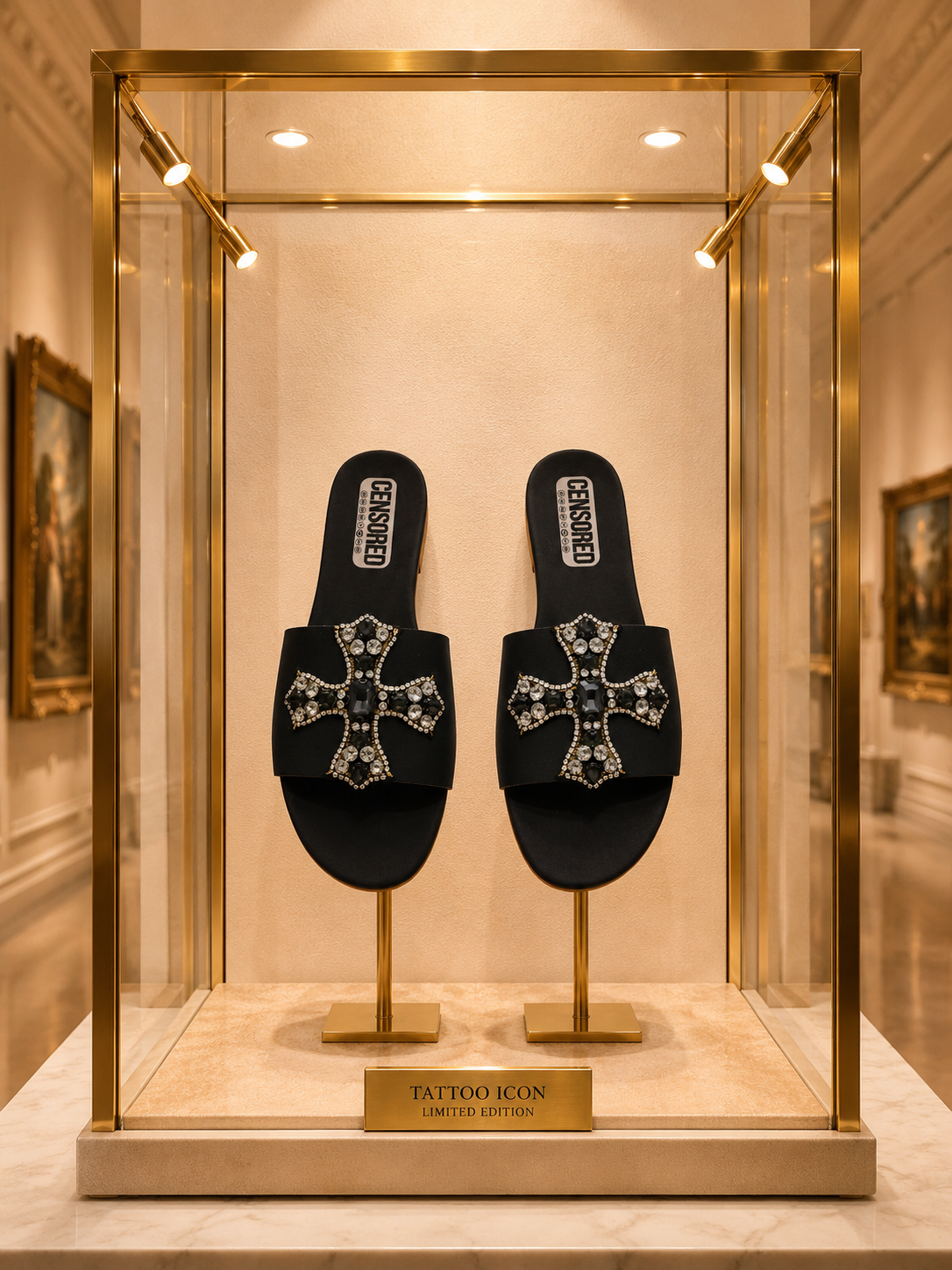 Sandalo Jeweled Cross Black