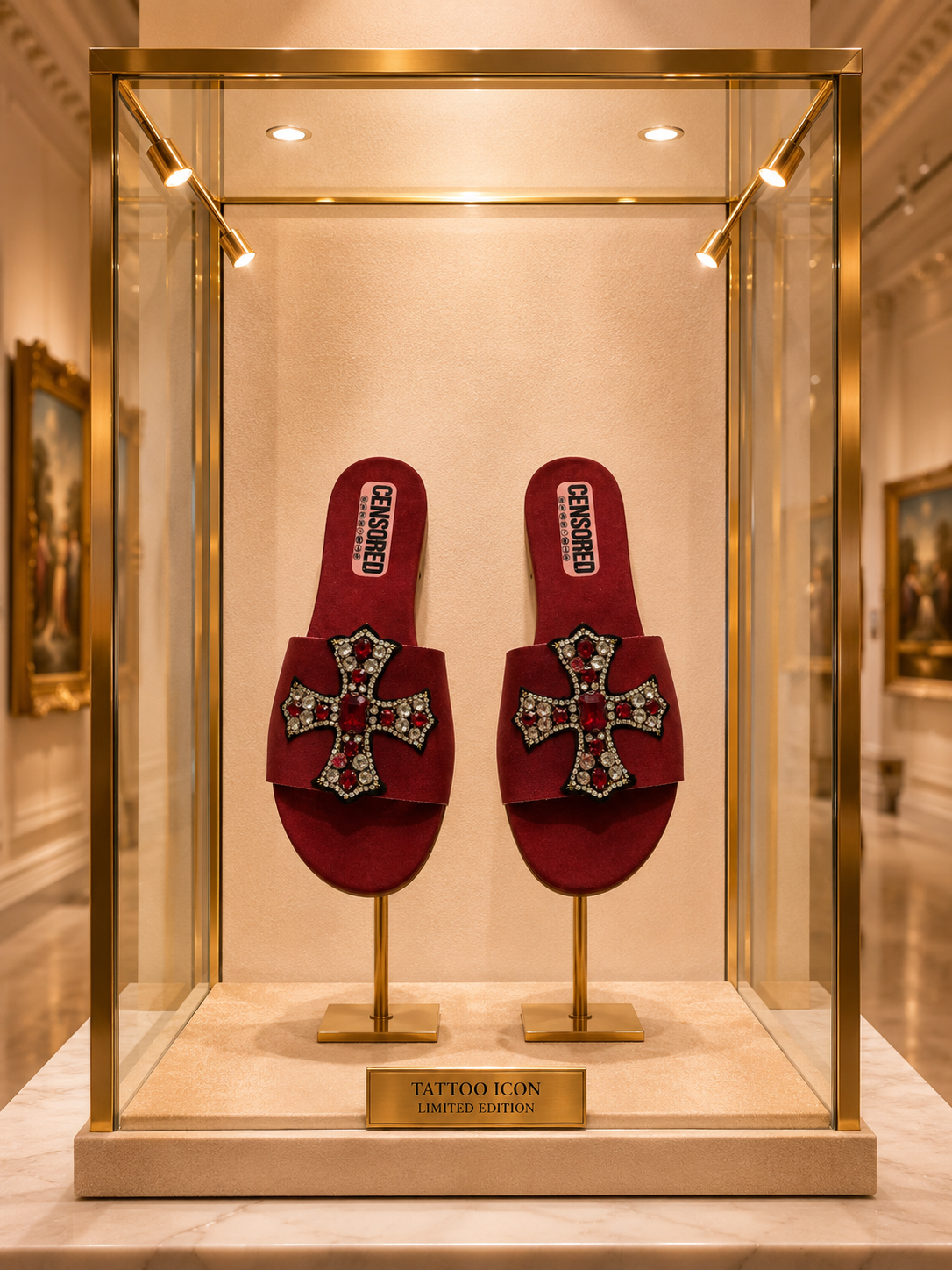 Sandalo Jeweled Cross Ruby Red